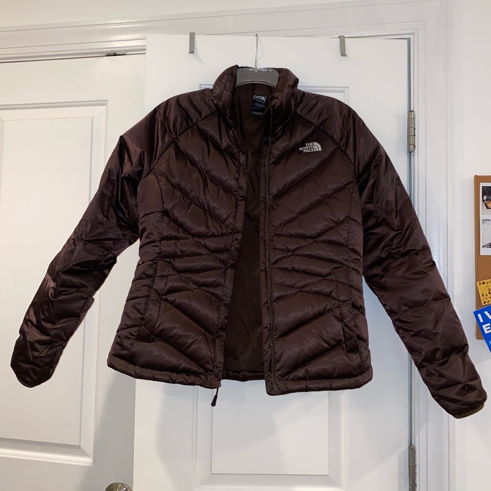 The North Face dark brown quilted slim puffer jacket size medium